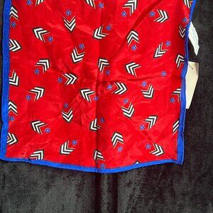 Liz Claiborne Accessories Red & Blue Chevron Star Print Scarf 11"x11" Made in Ja
